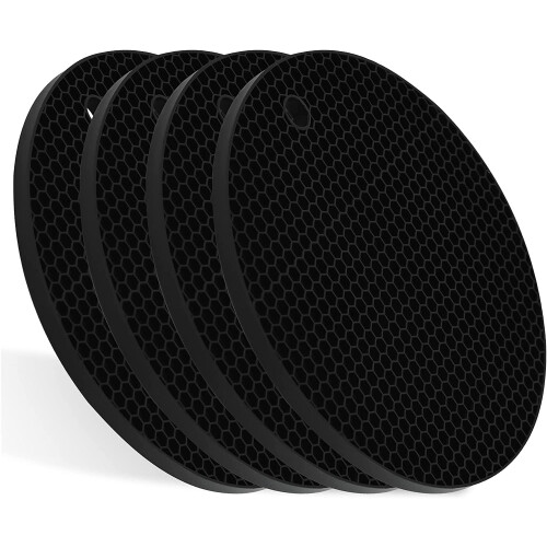 Πατάκια σιλικόνης Trivets Pack4, Στρογγυλά, ανθεκτικά στη θερμότητα πατάκια κατσαρόλας