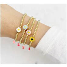 Daisy Armband Stål Guldpärla Blommig Unik