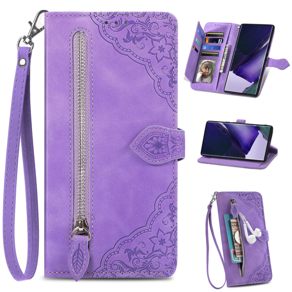 Flower-Embossed Pu Leather Wallet Case For Samsung Galaxy A16 4G/5G Â With Card Slots, Stand & Wrist Strap Purple 9165521649204