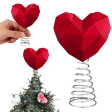 Heart-Shaped Tree Topper Ornament Red 3.9x1.9x1.9 in