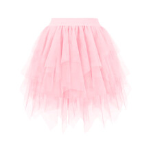 Damen Asymmetrischer A-Linien-Rock mit Puffärmeln, Rosa, XL