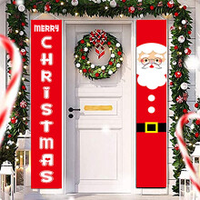 Faixa de Natal com Papai Noel e Boneco de Neve para Porta - Multicolorida
