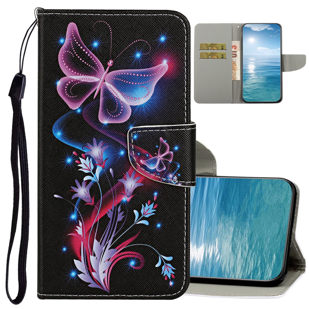 For Compatible With Iphone 15 Pro Case Wallet With Card Holder, Cute Pattern Folio Flip Pu Leather Wallet Case For Women Men, Fluorescence Butterfly 9165521648061