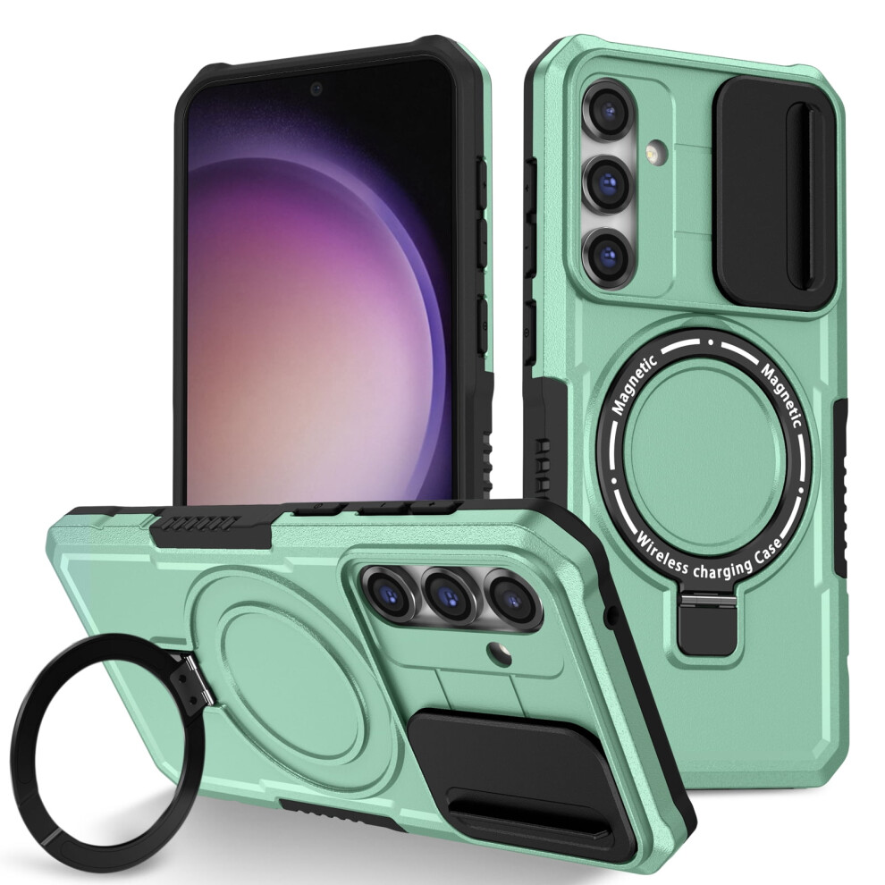 Allytech Magnetic Case For Samsung Galaxy S24 Fe 5G Â Lens Slide Cover, Non-Slip, Military-Grade Protection, Slim Shockproof Ring Stand, Wireless 9165521649471