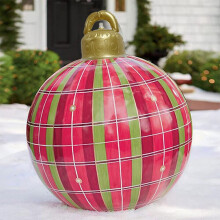 Boules de Noël gonflables en PVC de 61 cm (24 po) – Décorations de Noël géantes pour l'extérieur et l'intérieur, jardin, pelouse, porche et