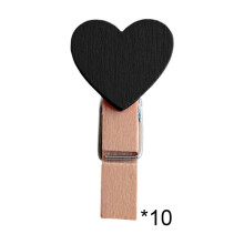 Zwarte hartvormige houten wasknijpers (10 stuks)