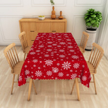 Nappe Mizhona à motif flocons de neige pour tables rectangulaires, thème Noël, rouge, pour la décoration de la cuisine et des repas, 152 x 305 cm