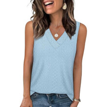 Dames mouwloze tanktop met V-hals in lichtblauw, maat L