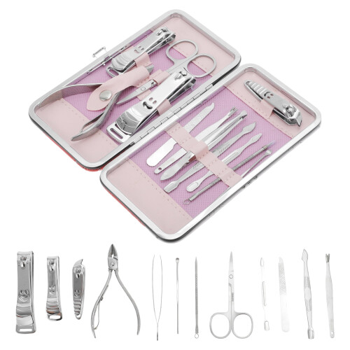 Nagelklipparkit med flickmönster lila röd silverton
