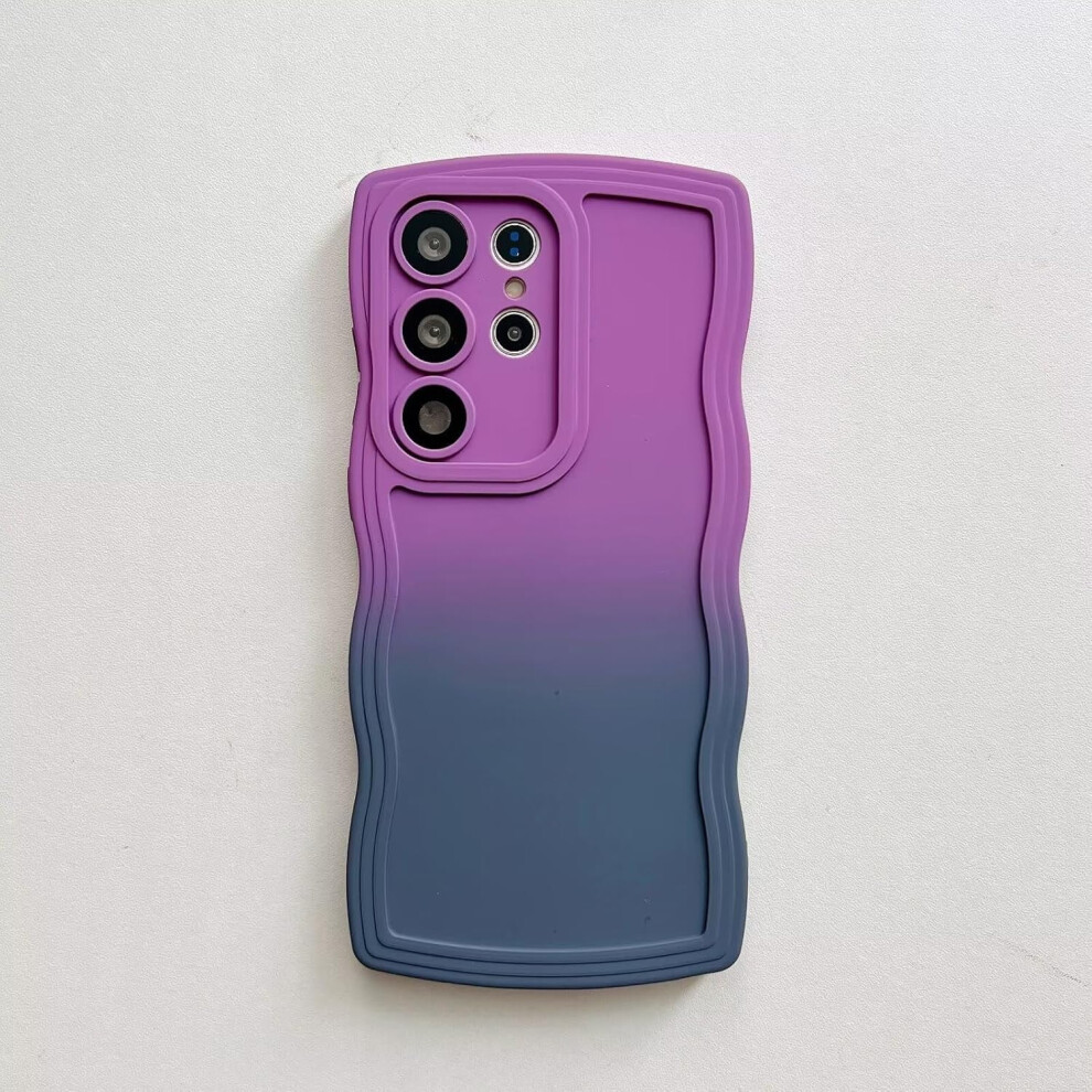 Gradient Curly Wave Shockproof Silicone Case For Galaxy S20 Ultra 5G, 6.9" () Â Compatible With Samsung Galaxy S20 Ultra Purple/Gray 9405492270442