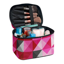 Polyester make-uptasje in roze met geometrische tegelprint