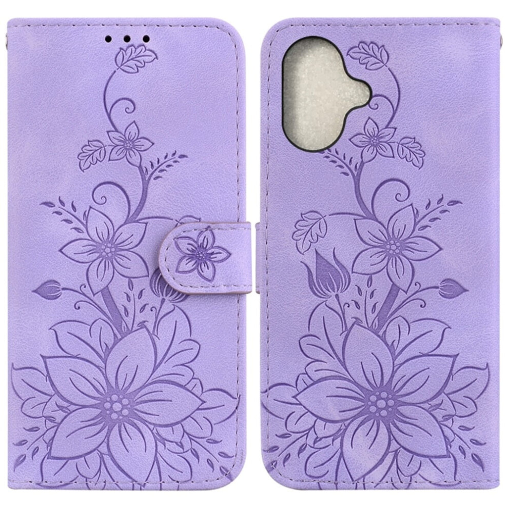 Pu Leather Flip Wallet Case With Strong Magnetic Closure & Card Slots, Compatible With Iphone 16 Plus 6.7" Purple 9405492271210