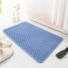 Tapete de entrada para interiores, 60 x 40 cm, com base absorvente e antiderrapante de borracha, lavável à máquina, perfil baixo – Azul
