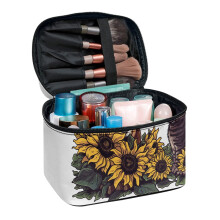 Organisateur de maquillage portable avec emplacements pour pinceaux, motif tournesol