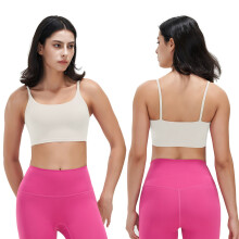Teqhome Sport-BH mit Trägern und Polsterung für Damen, Weiß, Größe S