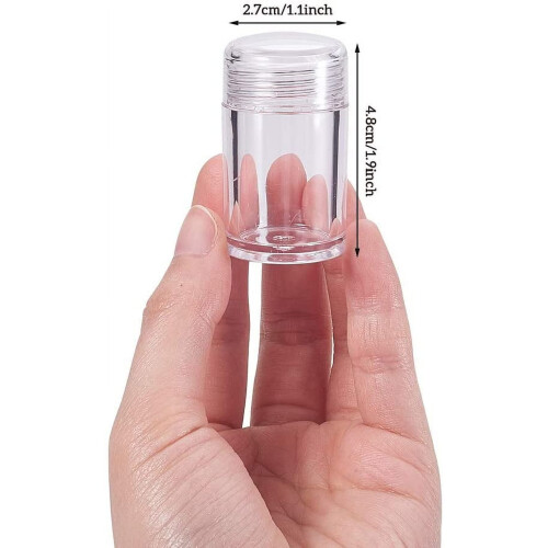12 πλαστικά βάζα με γκλίτερ των 10 ml με κοσκινιστή, πινέλο και χωνί 2