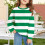 Girls Striped Sweatshirt Long Sleeve Crewneck Pullover Top 2