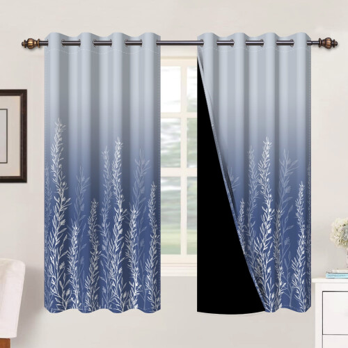 Mizhona Blackout Curtains Blue Grey Gradient 2 pcs 42x63 in