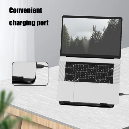 Ergonomic Laptop Holder, Foldable Computer Elevator with NonSlip Silicone, Triangular Easy Charging Access for Users 2