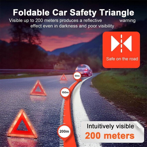 Triangle Safety Warning Sign Reflective Foldable 1 Piece 1