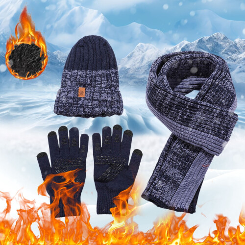 Σετ 3 τεμαχίων Winter Knit: Καπέλο, κασκόλ και γάντια με λαβή σιλικόνης – Κρύος καιρός, 1
