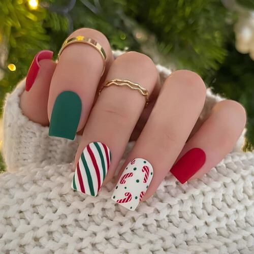 Christmas24PCs Ψεύτικα Νύχια Χιονονιφάδα Γαλλικά Ψεύτικα Νύχια Ακρυλικά Νύχια A 1