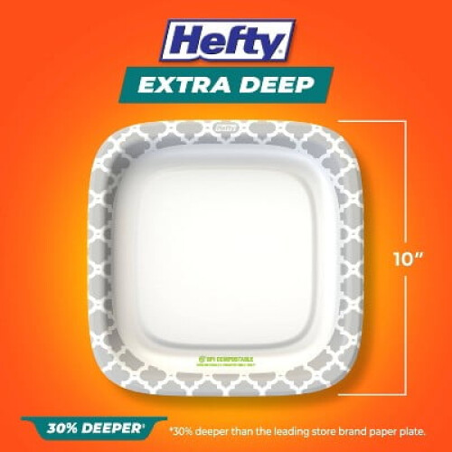 Hefty Extra Deep Τετράγωνα Πιάτα Μίας Χρήσης 10" - 25 τεμάχια 2