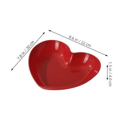 Bandeja para frutas con forma de corazón, de plástico rojo, 3 piezas. 1