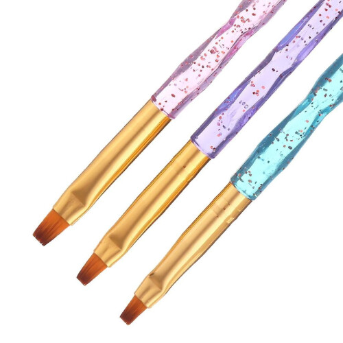 3 τεμάχια επίπεδη βούρτσα gel uv picker nail art diy ακρυλικό πινέλο μανικιούρ εργαλεία 1