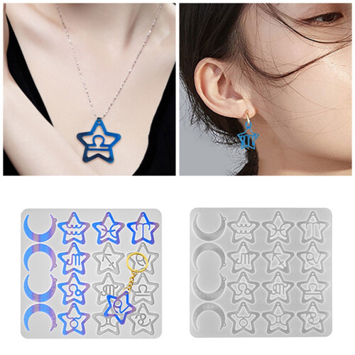 12Zodiacs Καλούπι Σιλικόνης για Κρεμαστό Κόσμημα με Σημάδια για Χειροποίητα 1