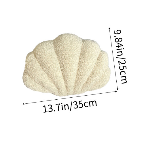 Seashell Throw Pillows, Shell-Shaped Beige Decorative Plush Pillows for Bed/Couch (13x10 inch) 2