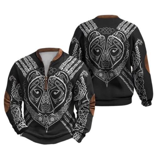 Age Norse Mythology Midweight Pullover Sweater For With Half Zip Neck Design 2