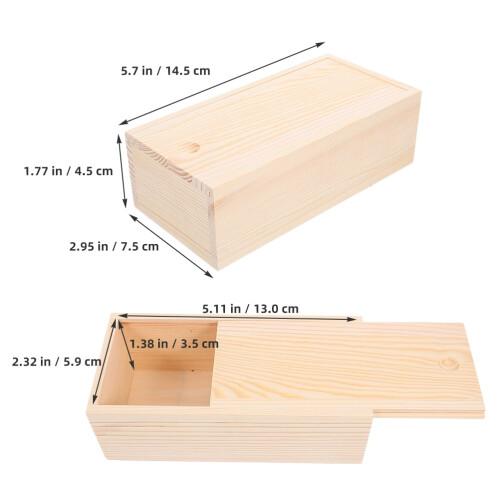 Pine Wooden Crate with Lid 2 pcs Moisture-Resistant 1