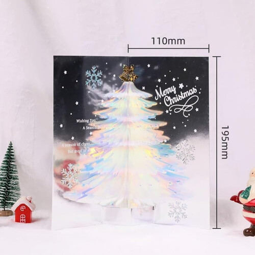 Cartão de Natal 3D Pop-Up com Árvore de Glitter e Envelope 1