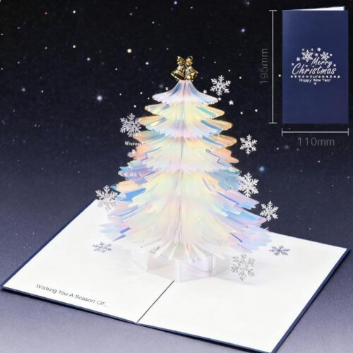 Cartão de Natal 3D Pop-Up com Árvore de Glitter e Envelope 2