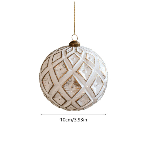 White Plastic Christmas Baubles with Hanging Loop – Pack 2