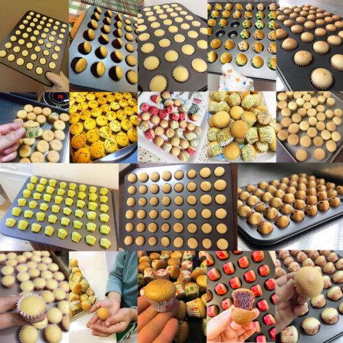48 hulrums rund minimuffin cupcake bageplade stål nonstick kage bageforme ovn bageforme, inkluderer: 1 * form, materiale: rustfrit stål 2