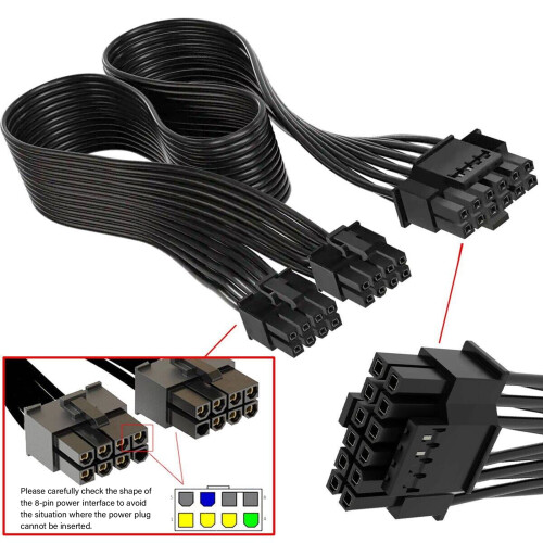Καλώδιο τροφοδοσίας GPU 16PIN 12+4 Είσοδος δύο 8 ακίδων Καλώδιο υψηλού ρεύματος 16AWG 1