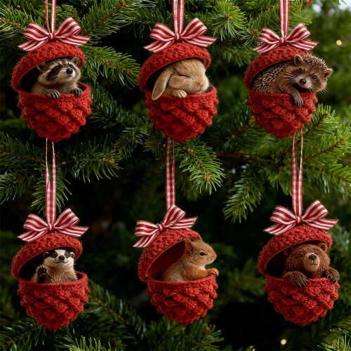 Red Pinecone Animal Ornament Acrylic 1 Piece 1