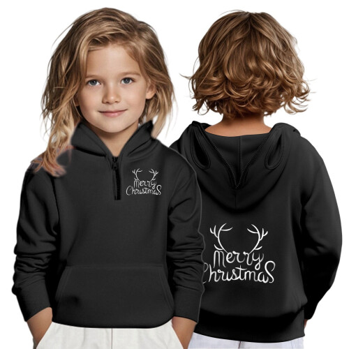 Sweat-shirt à capuche pour garçon avec fermeture éclair, œillets et 1