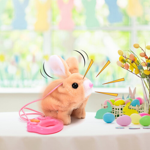 Interactive Realistic Bunny Toy with Twitching Ears and 2