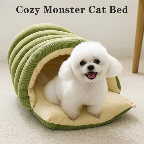Cozy Monster Cat Bed – Πλενόμενη σκηνή σπηλαίου για γάτες εσωτερικού χώρου και μικρά 1