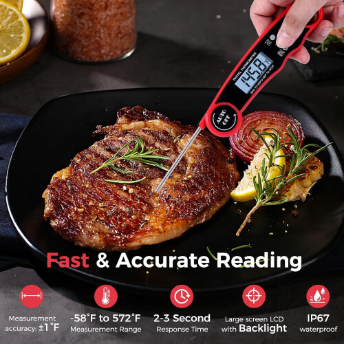 Digital Meat Thermometer Instant-Read Waterproof Backlit 1