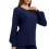 Women's Solid Scrubs Set Navy Loose Trousers and Long 4