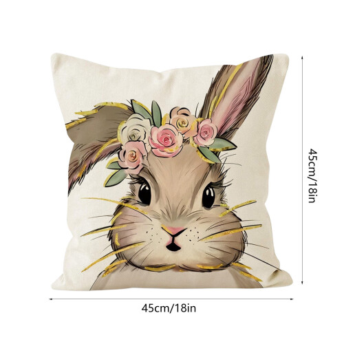 Easter Bunny Throw Pillow Cover 18x18 Inch 2