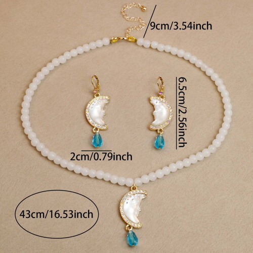 Conjunto de colar e brincos de pérolas brancas em estilo vintage 2
