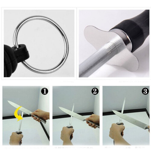 10 Sharpener inch with Kitchen Sharpening Kitchen Tool Handle Kitchen，Dining & Bar 1PCS 2