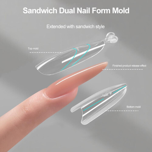 Reusable Nail Extension Molds Top Bottom Kit For Gel Acrylic Tips 2
