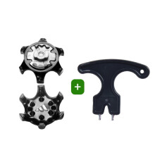 (Black 20*Golf Shoe Spikes + 1*Wrench) Replacement Golf Shoe Spikes Footjoy Removable Screw in Studs Fast Twist SET