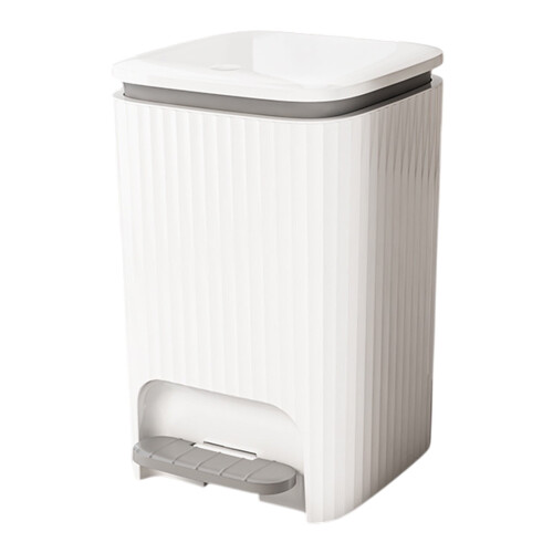 12L Square Step Trash Can with Lid, White+Gray – Under $20, Compatible with Home Use 1